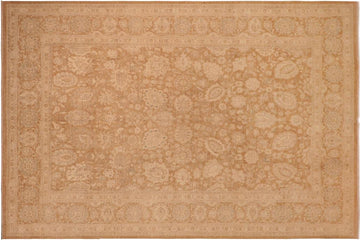 handmade Traditional Kafkaz Chobi Ziegler Brown Beige Hand Knotted RECTANGLE 100% WOOL area rug 10 x 14